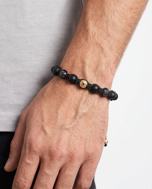 Shamballa armbånd i 18K guld med 8 diamanter (0,08 ct), 22 cm