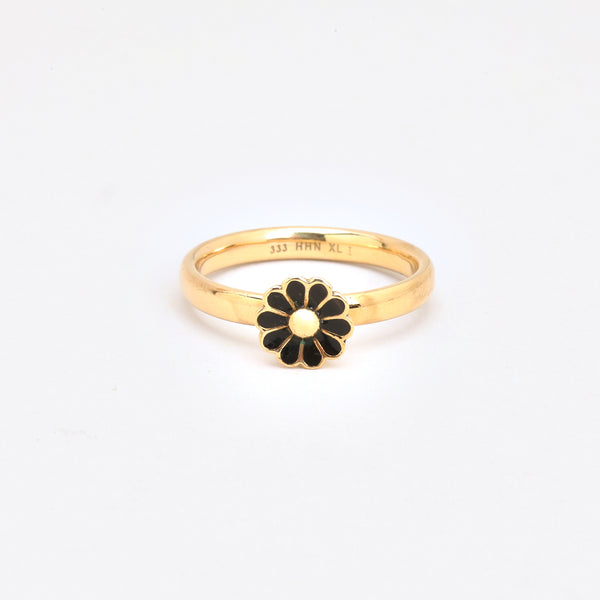 Marguerit ring i 8K guld med emalje, Str. 59