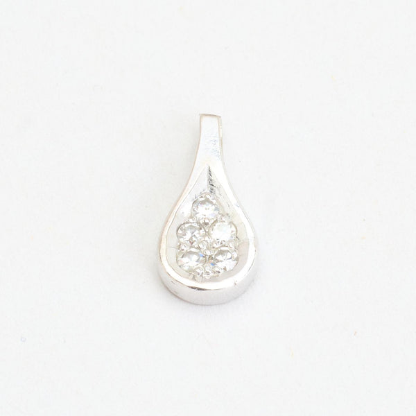 Dråbe vedhæng i 18K hvidguld med diamanter (0,10 ct), 1,2 cm