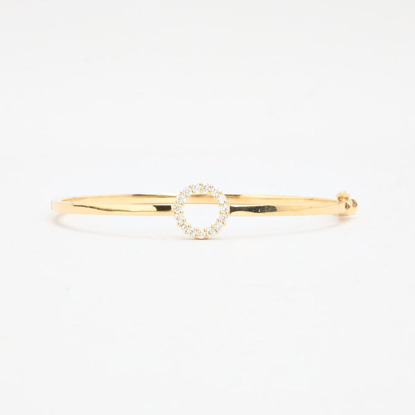 Cirkel armring med lås i 14K guld med 15 diamanter (0,24 ct), 6,5 cm