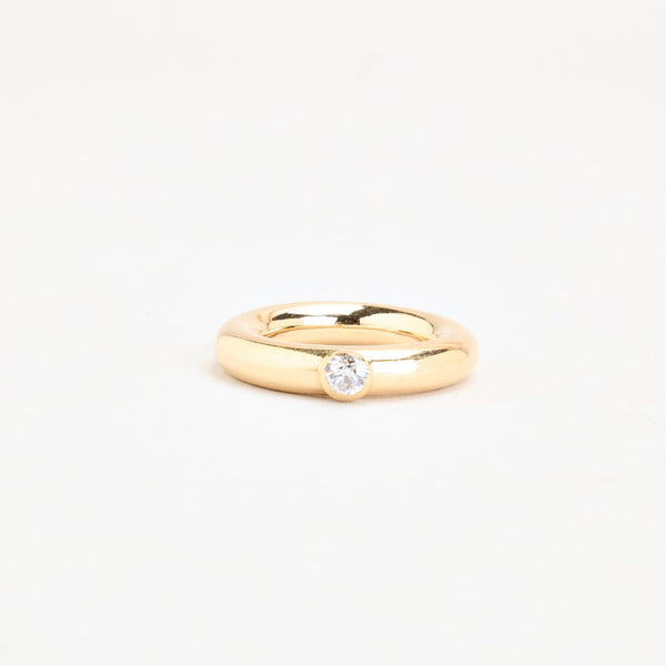 Båndring til lillefinger i 14K guld med en diamant (0,10 ct), Str. 44