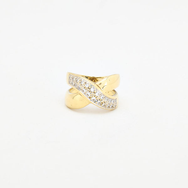 Pavé Krydsring i 14K guld med diamanter (0,37 ct), Str. 59