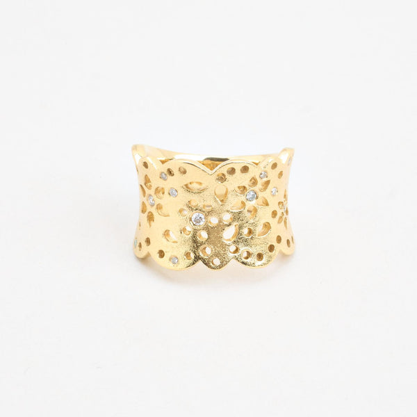 Blondering i 14K guld med diamanter (0,18 ct), str 58