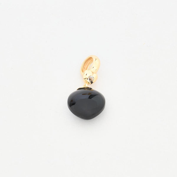 Christina Jewelry Black Dream hjerte charm i 14K guld med hvid topas og onyx, 3 cm