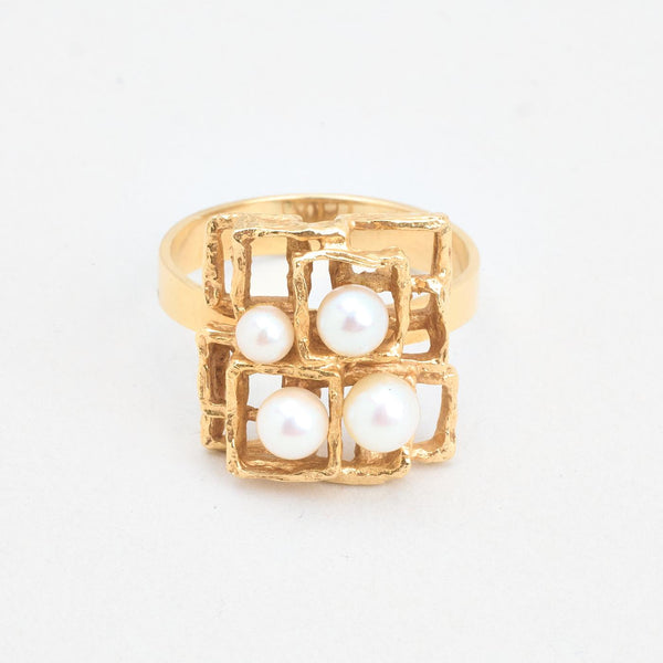 Geometrisk perlering i 14K guld, str 51