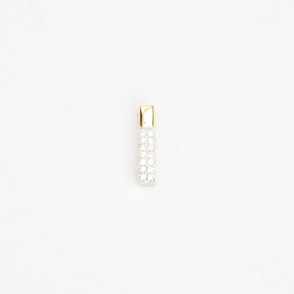 Geometrisk pavé vedhæng i 14K guld og hvidguld med diamanter (0,12 ct), 2 cm