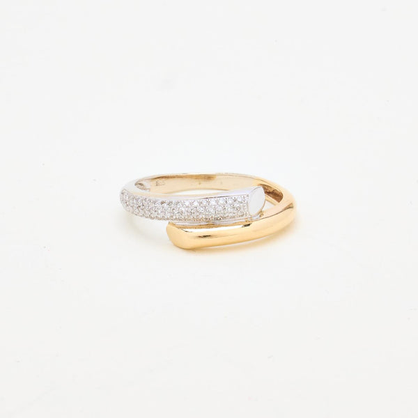 Pavé Crossoverring i 14K hvidguld med diamanter (0,33ct), Str. 50