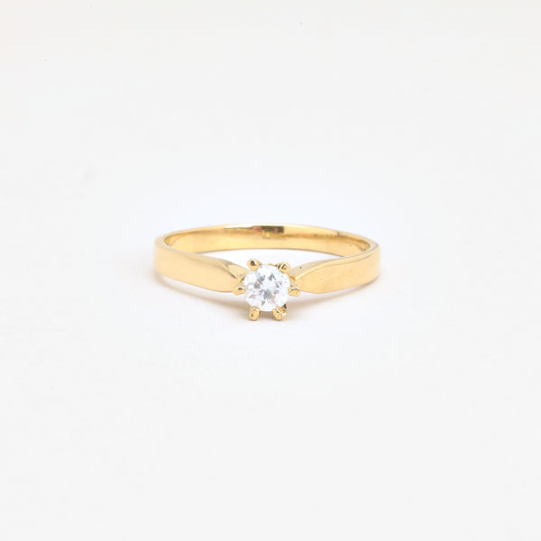 Klassisk Solitairering i 14K guld med zirkonia, Str. 59