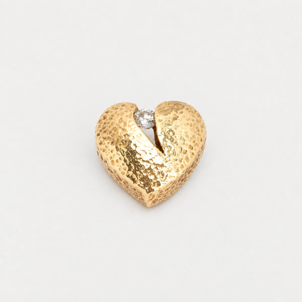 Hjerte charm i 14K guld med en diamant (0,03 ct), 0,8 cm, 1,18 g