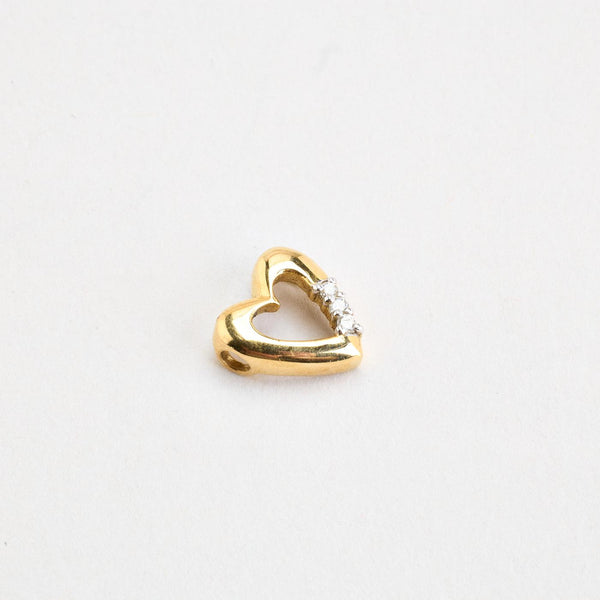 Åbent Hjerte vedhæng i 14K guld og hvidguld med diamanter (0,03 ct), 1 cm