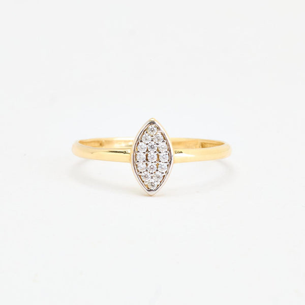 Pavé marquisring i 14K guld med zirkoner, str 55