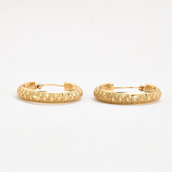 Mønstret Creoler i 14K guld, 2.3 cm,