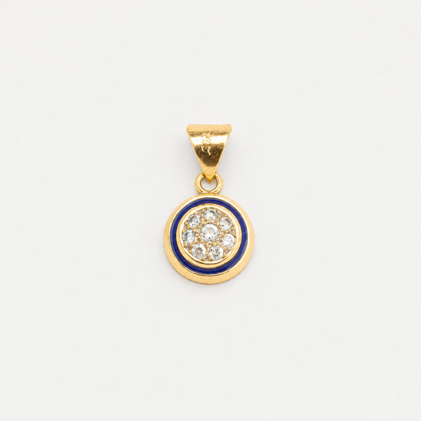 Roset vedhæng i 14K guld med hvide sten, 2 cm, 0,9 g