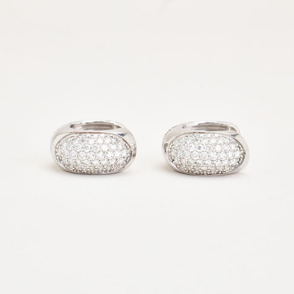 Pavé Creoler i 18K hvidguld med diamanter (0,58 ct), 1.5 cm