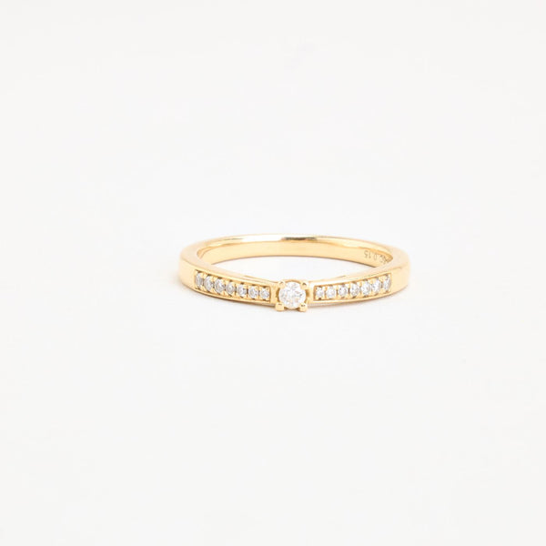 Klassisk Alliance solitaire ring i 14K guld med diamanter (0,15), Str. 58