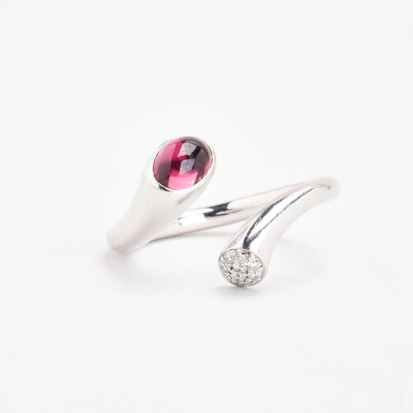 Georg Jensen Carnival ring i 18K hvidguld med en lyserød turmalin og diamanter (0,15 ct), str 54