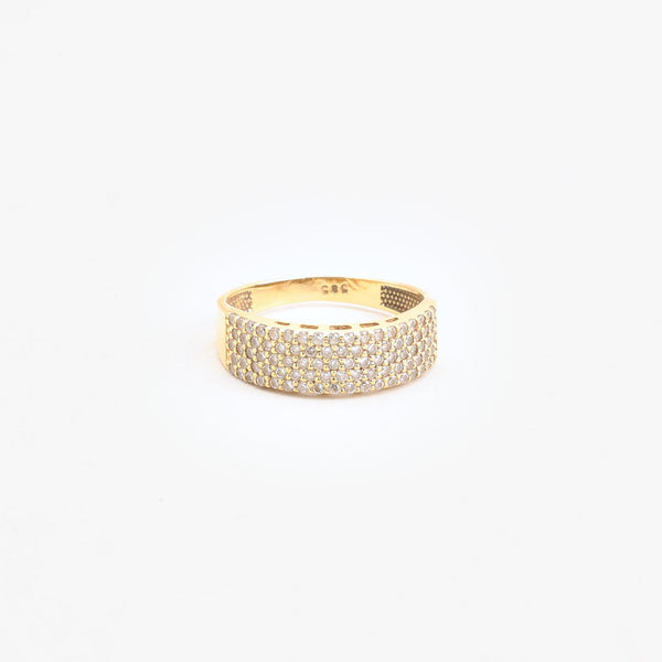 Pavé gypsyring i 14K guld med zirkoner, str 53