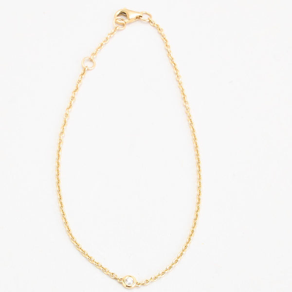 Belcherkæde i 14K guld med en diamant (0,06 ct), 19 cm, 1,33 g