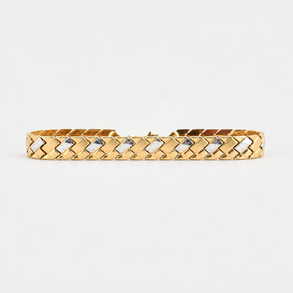 Geometrisk X-link Armbånd i 14K guld, 21 cm, 10.6 g