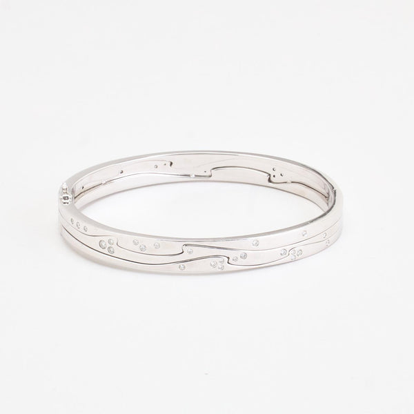 Georg Jensen Fusion Armring i 18K hvidguld med en diamanter (0,57 ct), 6,5 cm