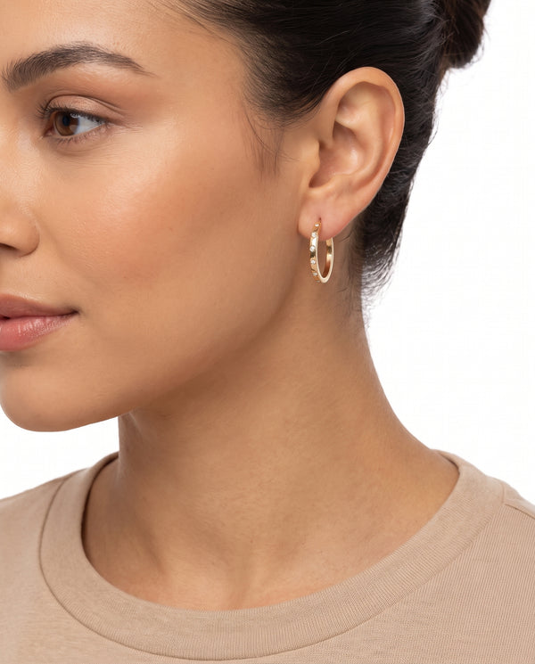 Creoler i 8K guld med zirkoner, 2,5 cm