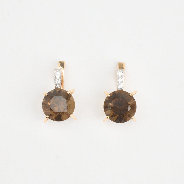 Øreringe med stik i 14K guld med diamanter (0,13 ct), 2,5 cm