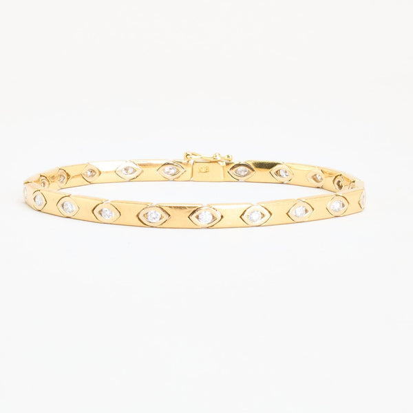 Tennisarmbånd i 18K guld med diamanter (0,73 ct), 19 cm