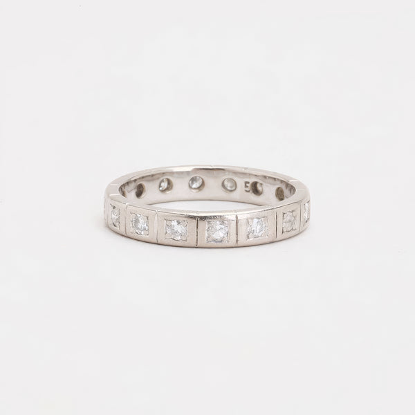 Alliancering i 14K hvidguld med diamanter (0.34 ct), Str. 54, 3.95 g