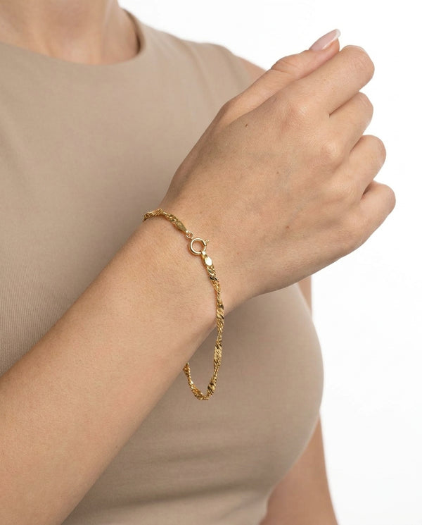 Singaporekæde Armbånd i 14K guld, 22 cm, 2 g