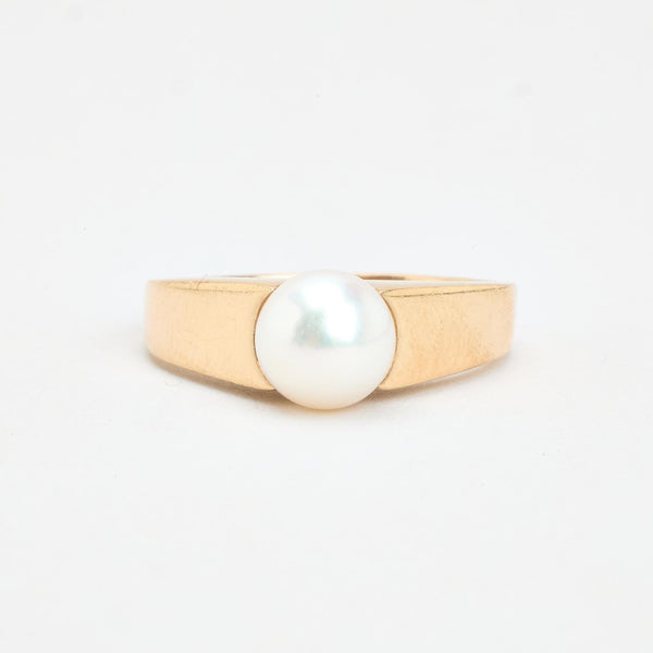 Perle gypsy ring i 8K guld, str 54