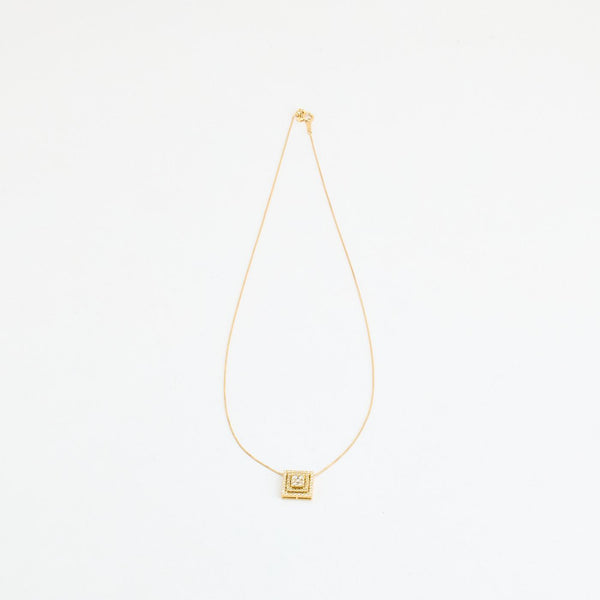 Veneziakæde i 18K guld med geometrisk illusion vedhæng med diamanter (0,50 ct), 45,5 cm