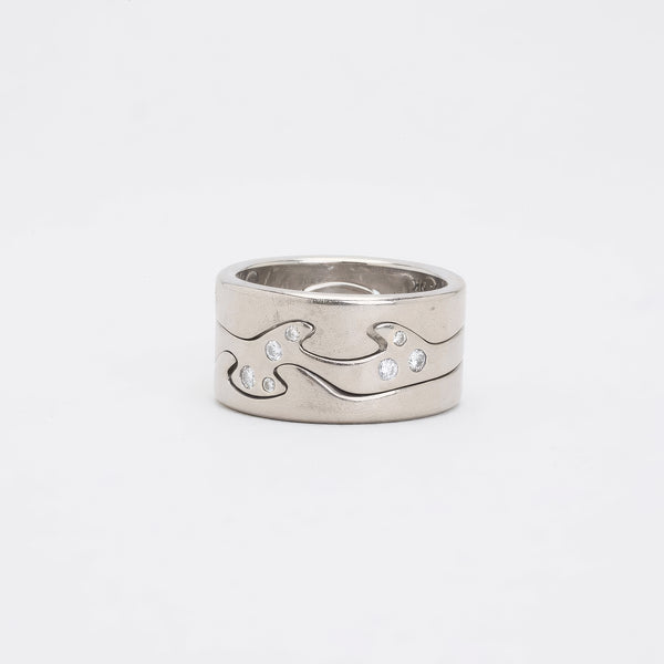 Georg Jensen Fusions ring i 18K hvidguld, med diamanter (0.16 ct), Str. 51