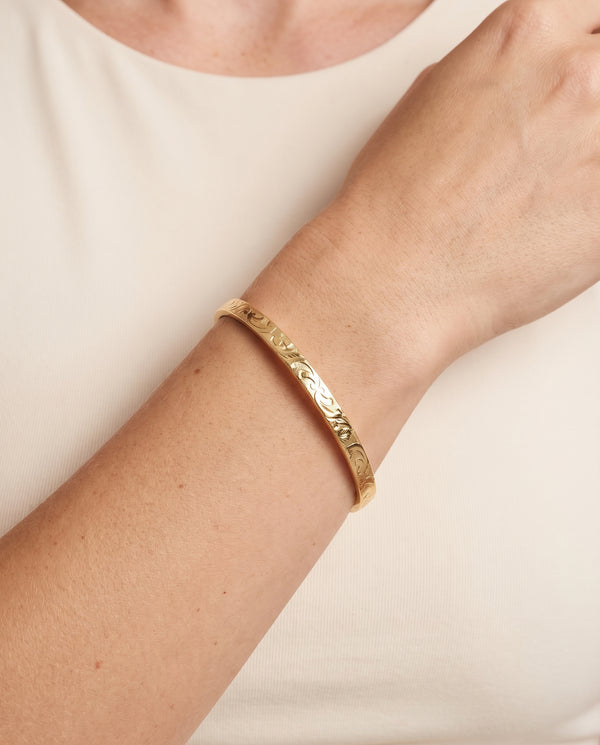 Mønstret Kongekæde Armring i 14K guld, 6.5 cm, 8.78 g