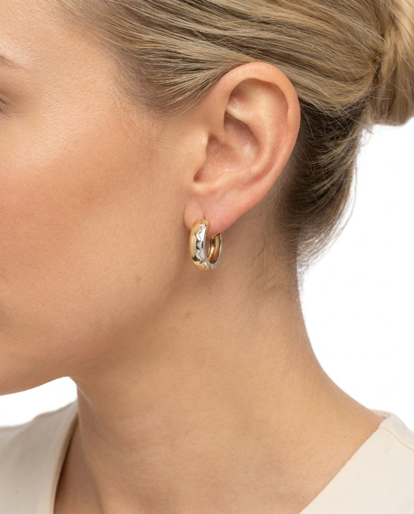 Mønstret Creoler i 14K hvidguld, 1.5 cm,