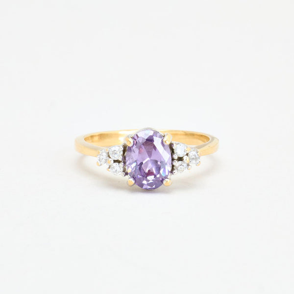 Clusterring i 14K guld med zirkoner, str 55