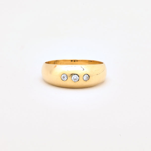 Gypsyring i 14K guld med zirkoner, Str. 61