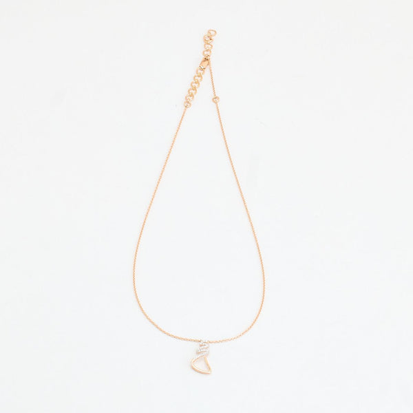 Moderne ankerkæde i 18K rosaguld og hvidguld med vedhæng og diamanter (0,11 ct), 46 cm