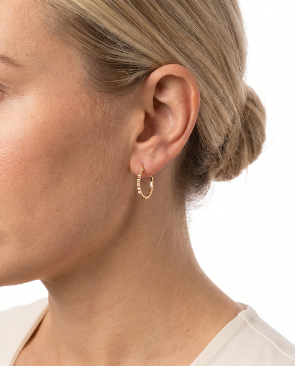Mønstret Creoler i 14K guld, 1.9 cm,