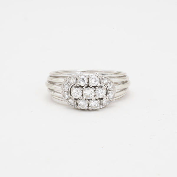 Hartmanns rosetring i 14K hvidguld, med diamanter (0,71 ct), Str. 57