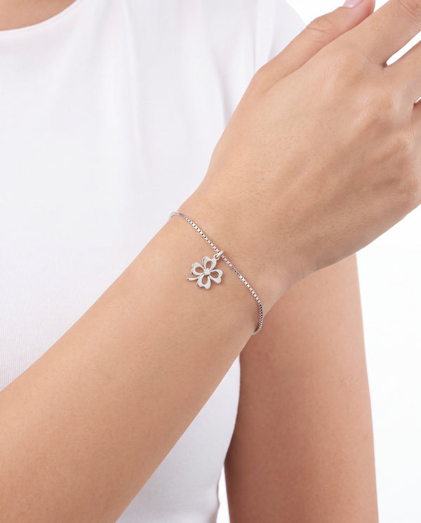 Blomster veneziakæde i 14K hvidguld med en diamant (0,01 ct), 17,5 cm, 3,5 g
