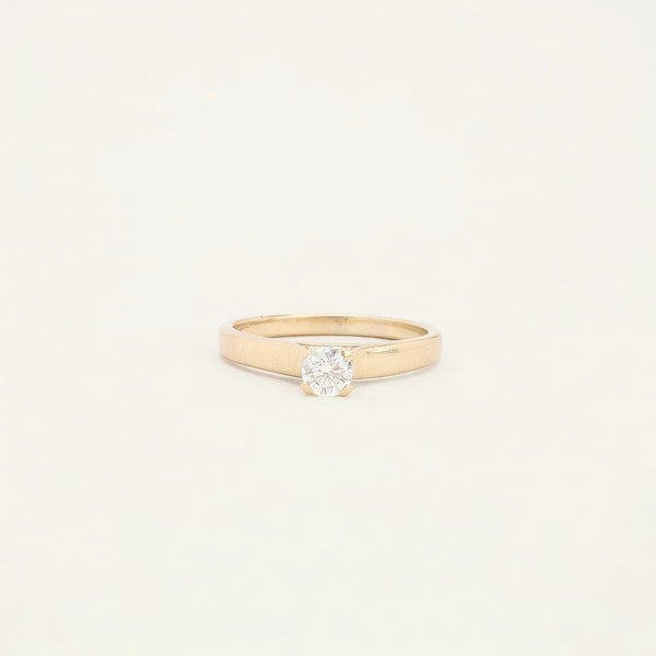 Solitairering i 18K hvidguld med en diamant (0.38 ct), Str. 56
