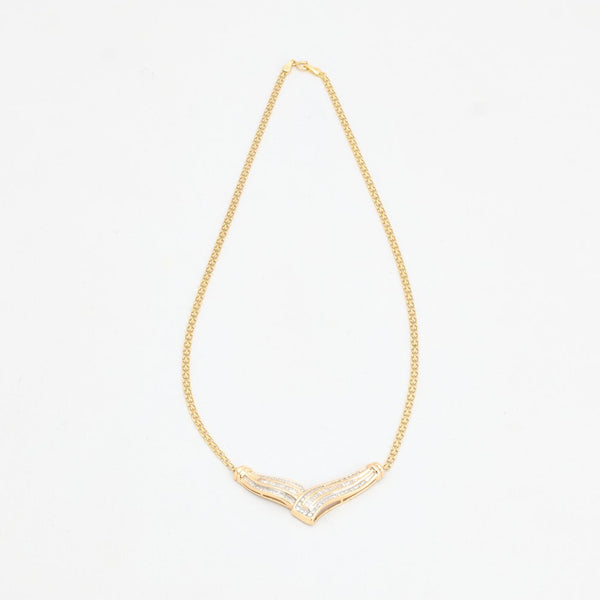 X-link Collier i 14K guld med geometrisk vedhæng med diamanter (0,81 ct), 45 cm