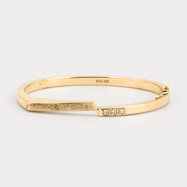 Crossover Armring i 14K guld med diamanter (0,09 ct), 6 cm, 11 g