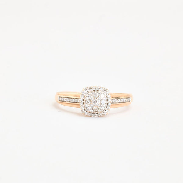 Cushion-cut Illusion ring i 14K guld med diamanter (0,34 ct), Str. 58