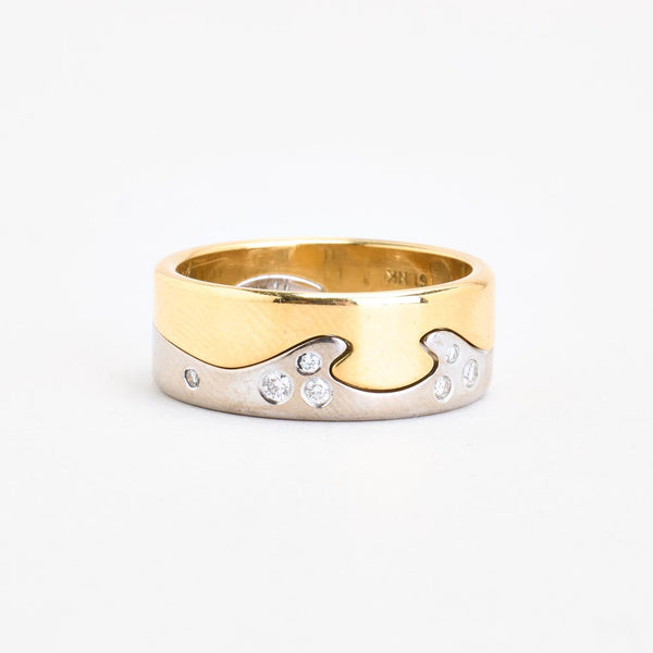 Georg Jensen Fusion ring i 18K guld og hvidguld med diamanter (0,13 ct), str 63