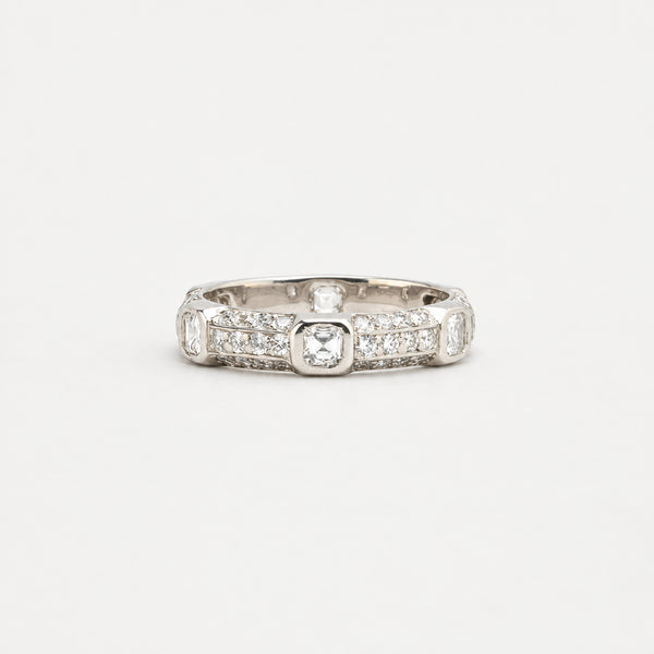 Pavé Eternity ring i platin med diamanter (1,26 ct), str 49