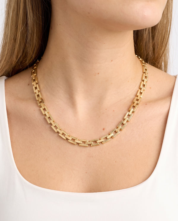 Blok Halskæde i 14K guld, 43 cm, 36.66 g