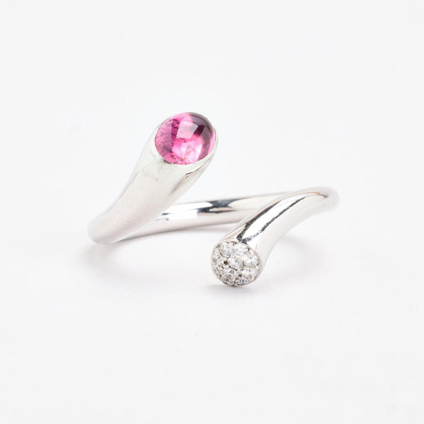 Georg Jensen Carnival ring i 18K hvidguld med en lyserød turmalin og diamanter (0,15 ct), str 54