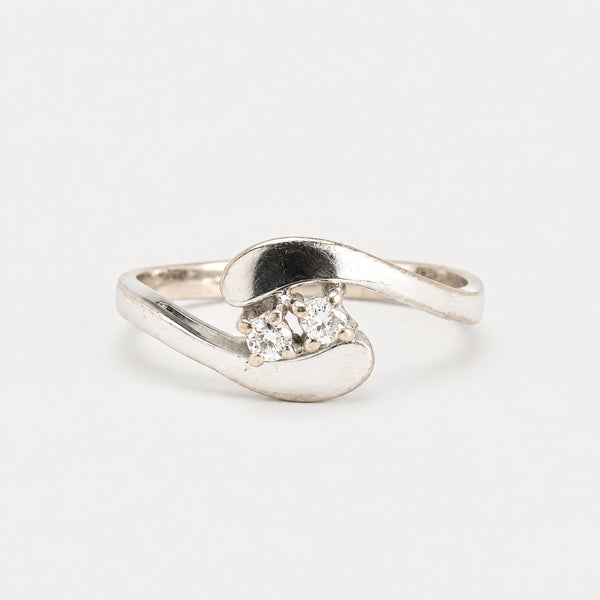 Toi et moi ring i 14K hvidguld med diamanter (0,06 ct), str 53