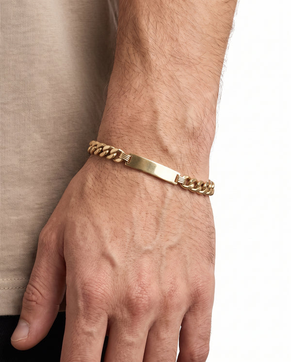 Panser Plade armbånd i 14K guld, 20.5 cm, 4.86 g